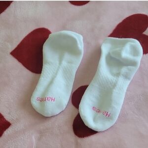 Hanes White Socks with Pink Detail